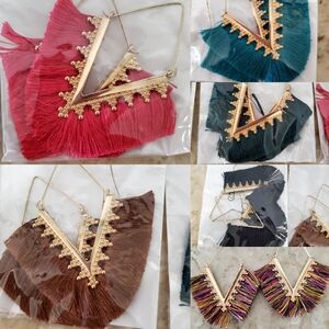 Earrings Fringe Tassel Fan Gold Tone Dangle Pick One Price for 1